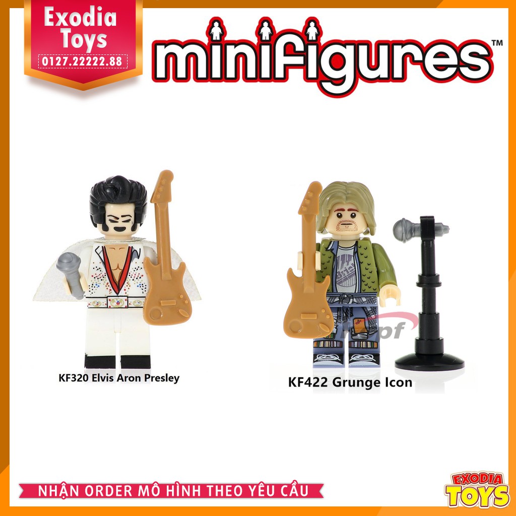 Xếp hình Minifigure ca sĩ nhạc Rock and roll Elvis Presley và Grunge Icon - Đồ Chơi Lắp Ghép Sáng Tạo