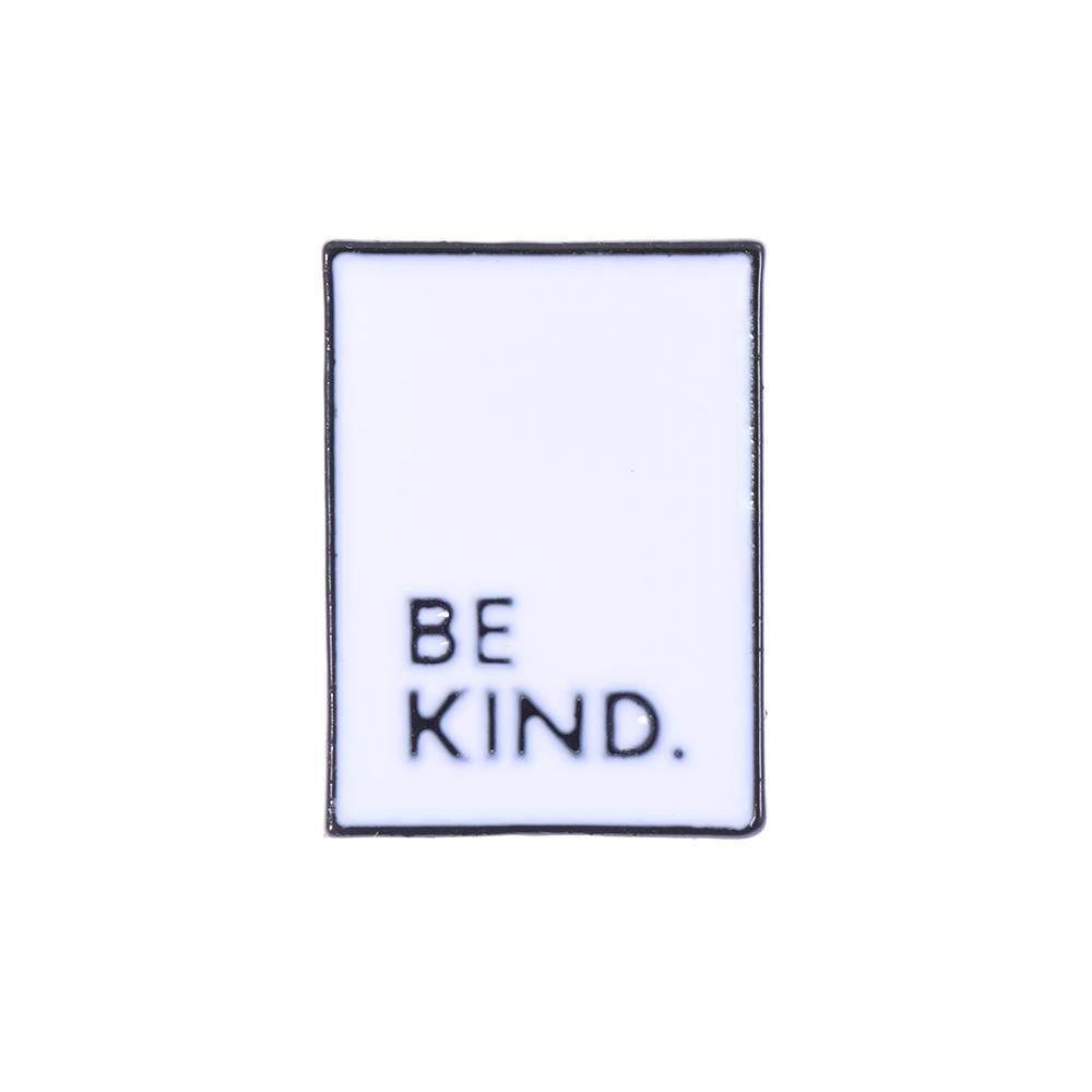Ghim Cài Áo Tráng Men Màu Trắng / Đen Đơn Giản Phụ Kiện Túi Xách Chữ BE A NICE HUMAN