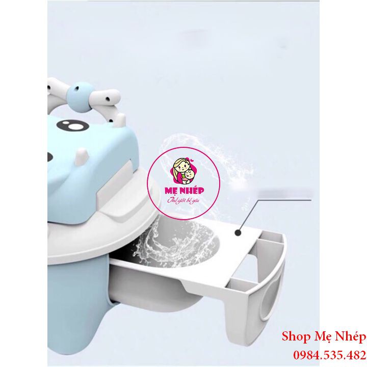 Free Ship  Bô vệ sinh hình con bò có đệm mút, tay vịn, tựa lưng giúp thẳng cột sống