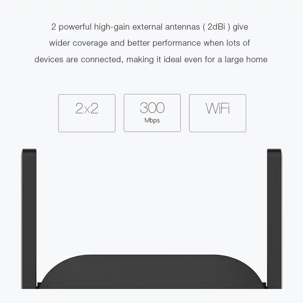 Bộ khuếch đại sóng WiFi Xiaomi băng thông 300mbps thiết kế 2 Ăng-ten chất lượng cao