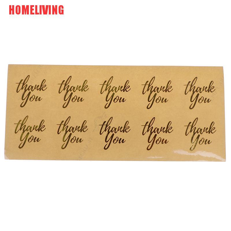 Set 100 Nhãn Dán Trong Suốt In Chữ Thank you Màu Vàng Dùng Trang Trí Quà Tặng DIY