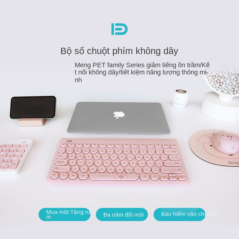 Bộ bàn phím và chuột không dây Fude cô gái hoạt hình dễ thương câm văn phòng máy tính để tại nhà | BigBuy360 - bigbuy360.vn