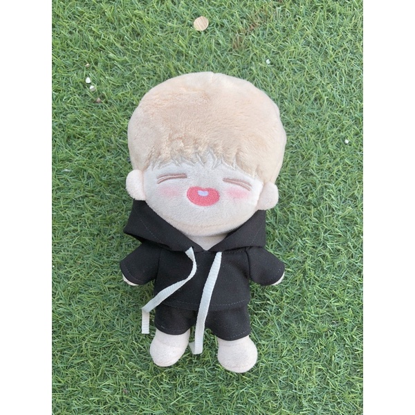 Bộ hoodie đen và quần cho doll 15cm 20cm