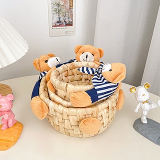 Giỏ đựng đồ đan mây gấu đáng yêu để bàn