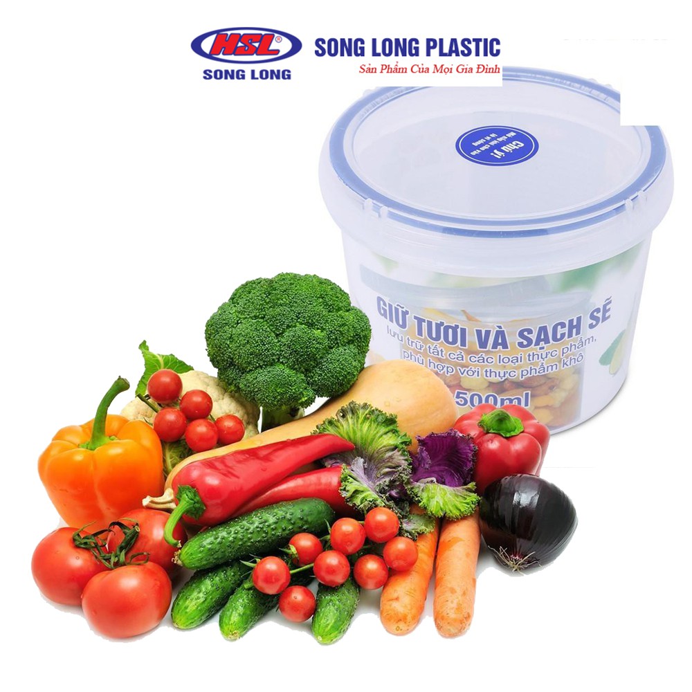 Hộp đựng bảo quản thực phẩm 500ml Song Long Plastic Four Lock nhựa tròn - 2512(6536_1)