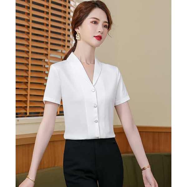 Áo sơ mi cộc tay kiểu dáng Hàn Quốc Chất lịa ngọc trai D10