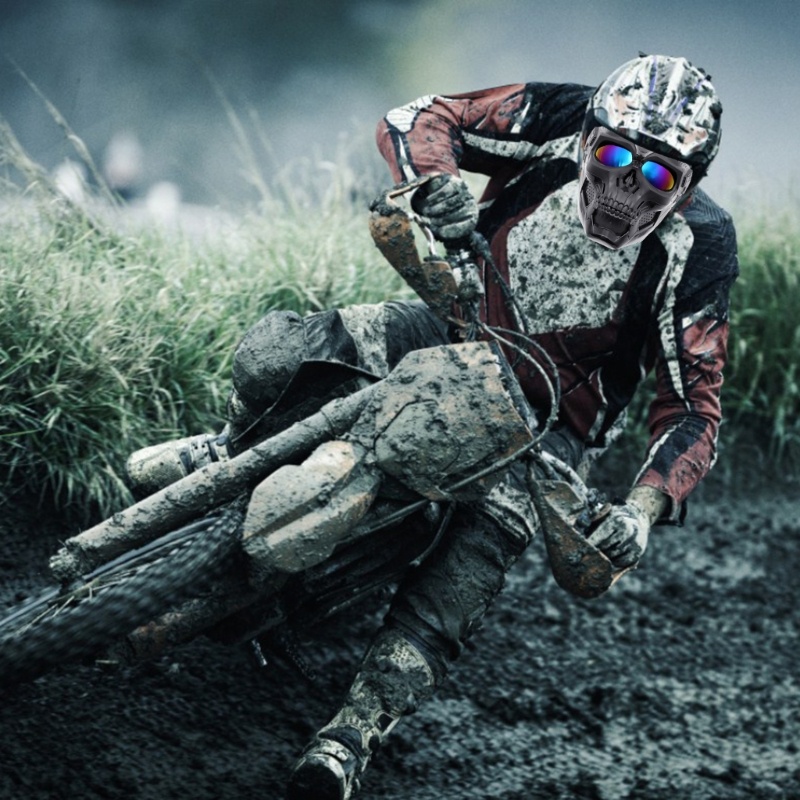 Kính Bảo Hộ Đi Xe Máy ATV Có Đệm Màu Đen Kèm Khuôn Mặt