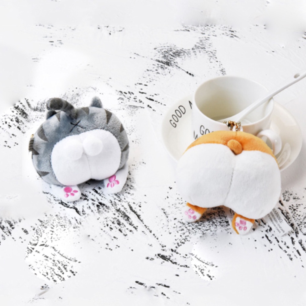 Móc khóa phối hình mông chú chó corgi/ chú mèo/ lợn hoạt hình dễ thương