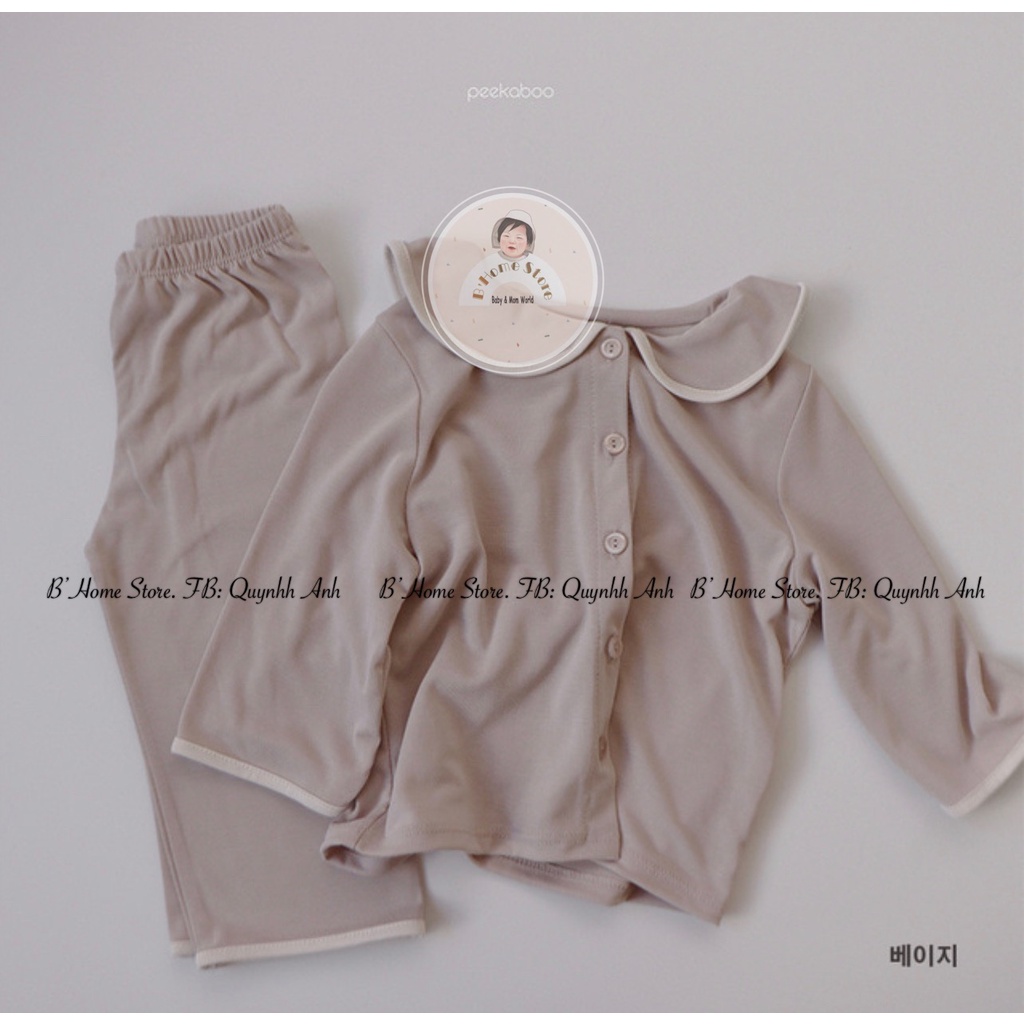 BST Bonju Pyjama Peekaboo Hàn Quốc Chất Liệu Cotton Trơn Siêu Mềm Mại Xuân Hè 2022 Cho Bé