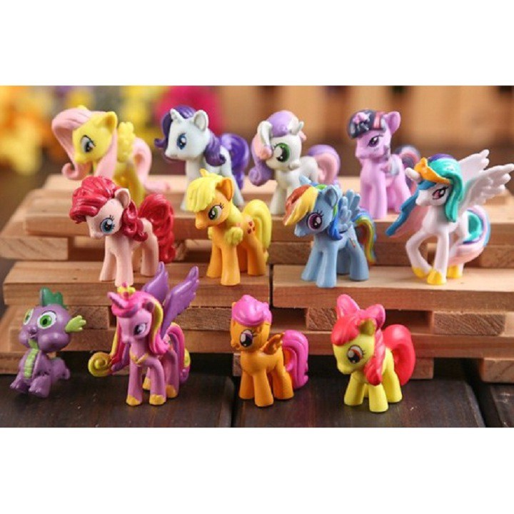 XẢ KHO+FREE SHIP]  Ngựa Pony thiên thần set 12 con loại to | Ngựa thiên thần Poly loại to