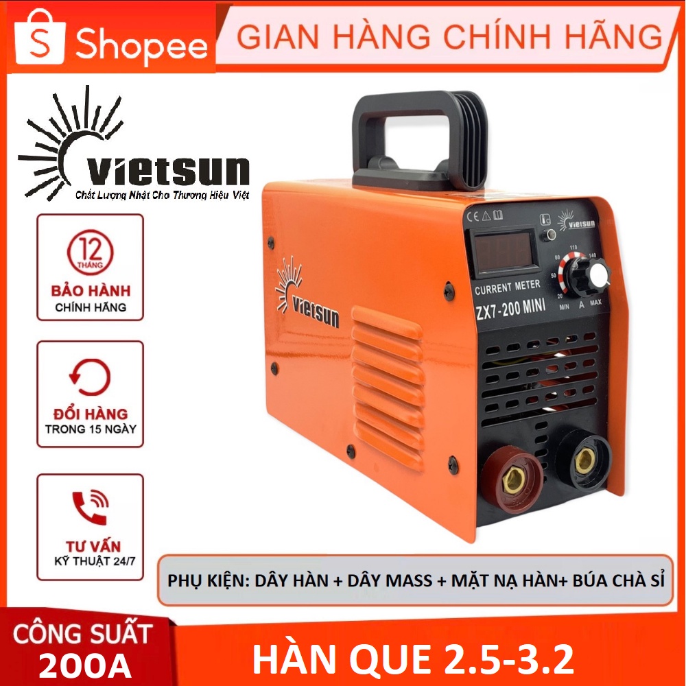 Máy hàn mini Vietsun ZX7-200, máy hàn điện tử Vietsun, thương hiệu Việt Nam, máy hàn điện