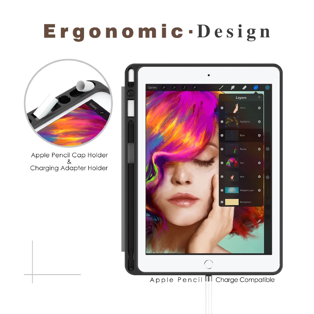 Bao Da Máy Tính Bảng PU + TPU Mềm Mỏng Có Ngăn Đựng Bút Apple iPad Pro 9.7&quot; 2016