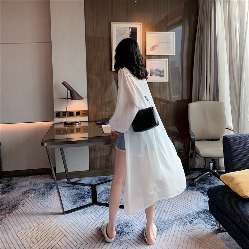 Áo sơ mi voan SUXI dáng dài rộng thời trang mùa hè cho nữ