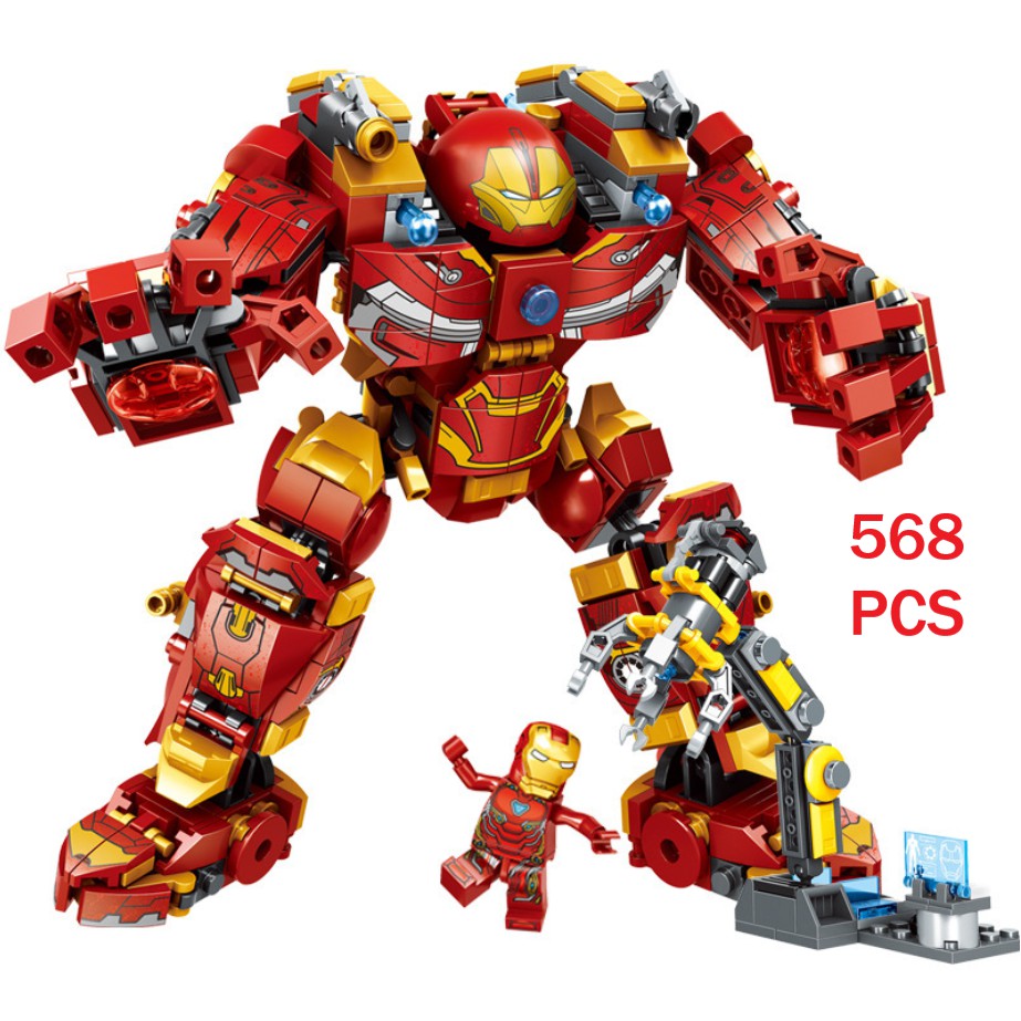 [568 CT – Hộp Giấy] Bộ Đồ Chơi Lắp Ráp Xếp Hình Mô Hình Lego Người Sắt, Lego Iron Man Hulkbuster, Marvel – SIÊU TO