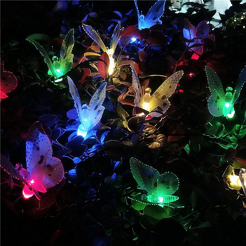 Dây Đèn LED 12 Bóng Hình Bướm Sử Dụng Năng Lượng Mặt Trời Chống Thấm Nước Trang Trí Giáng Sinh