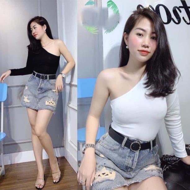 Áo Thun Body Tay Dài Lệch Vai 1 Tay Sang Chảnh - Dáng thường & Croptop  ྇