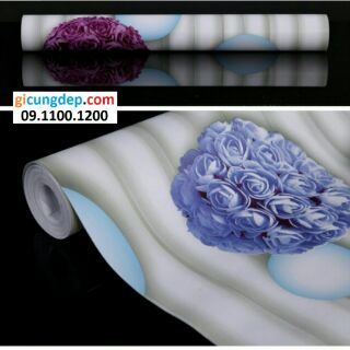 7m Giấy dán tường tú cầu tím 3D