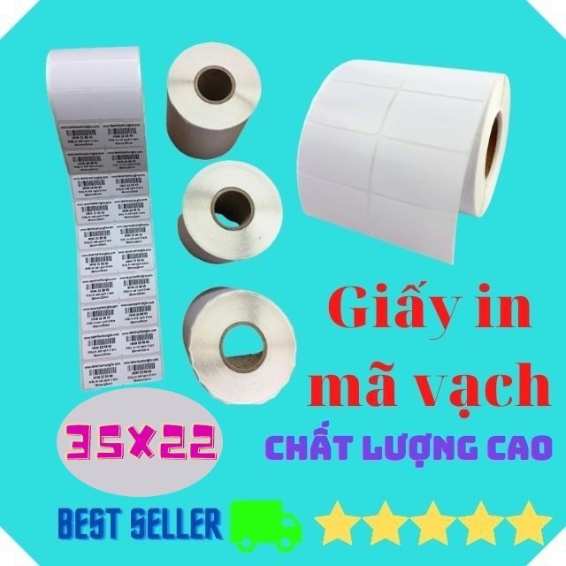 Giấy in tem mã vạch 35x22mm, in giá sản phẩm cho siêu thị, cửa hàng, shop thời trang...