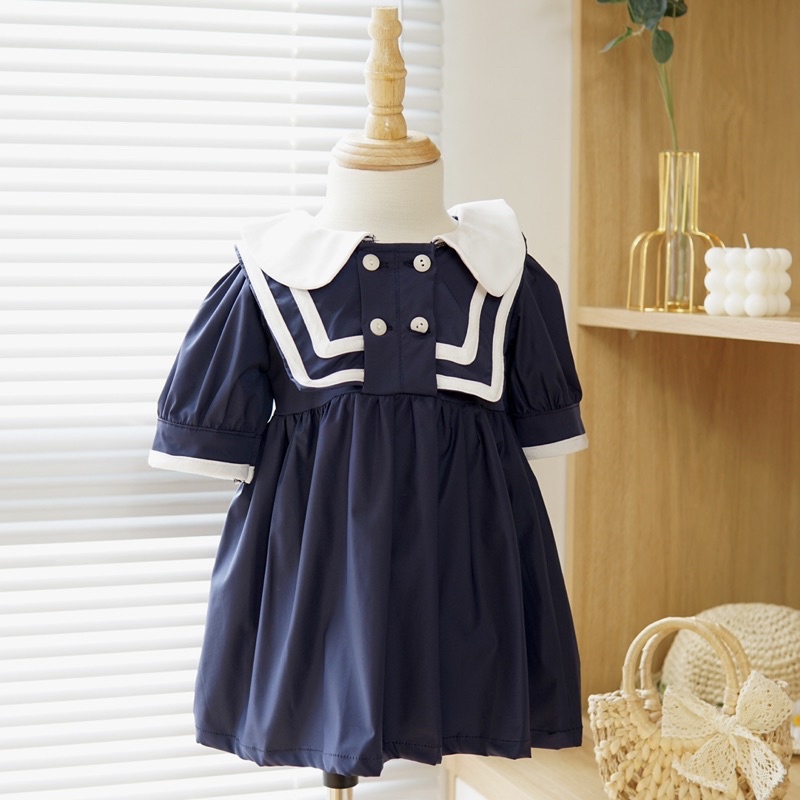 Váy cho bé, đầm cho bé gái từ 8-26kg cổ thủy thủ cao cấp nhiều màu - TRASUAOI D001