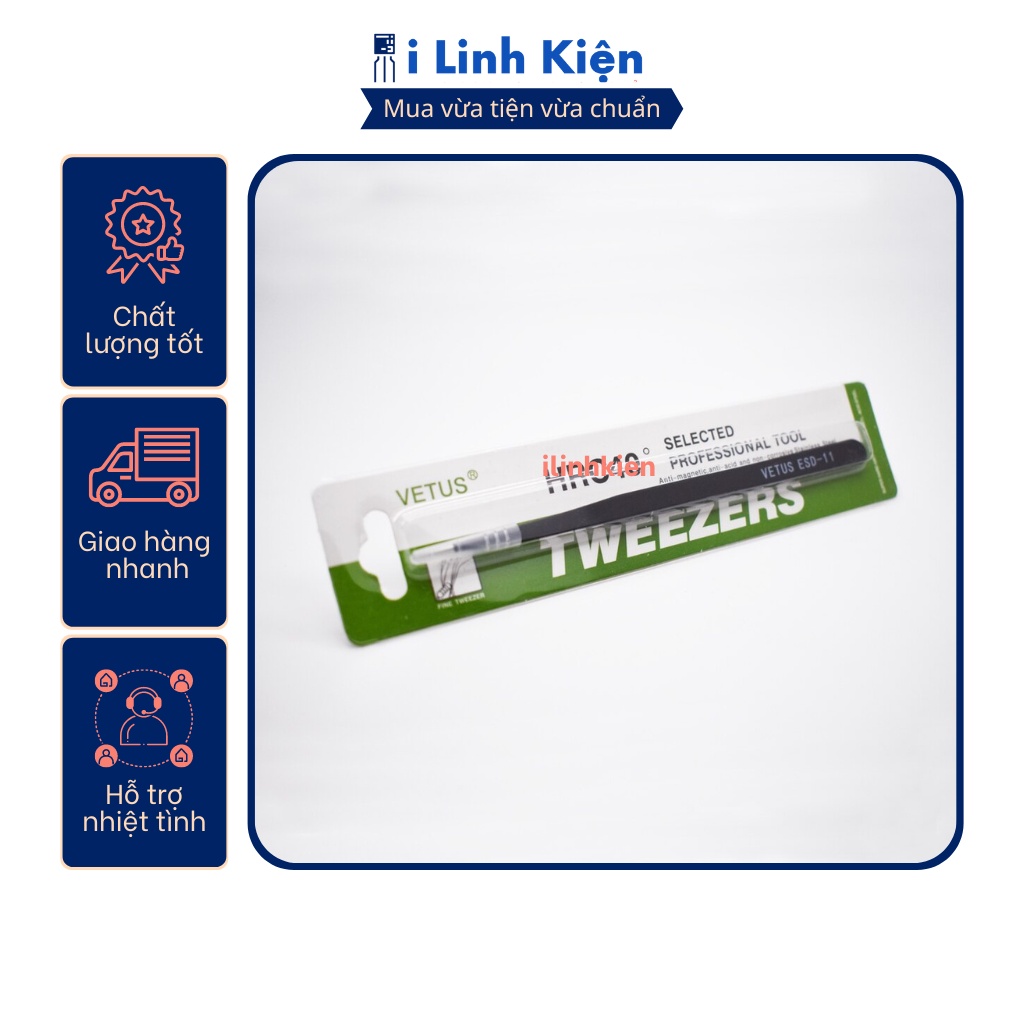 Nhíp gắp linh kiện Vetus ESD11 loại tốt chống tĩnh điện chất liệu thép không gỉ