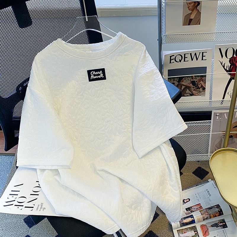 ZHELIHANGFEI Áo Thun Tay Ngắn Cổ Tròn Dễ Phối Đồ Hợp Thời Trang