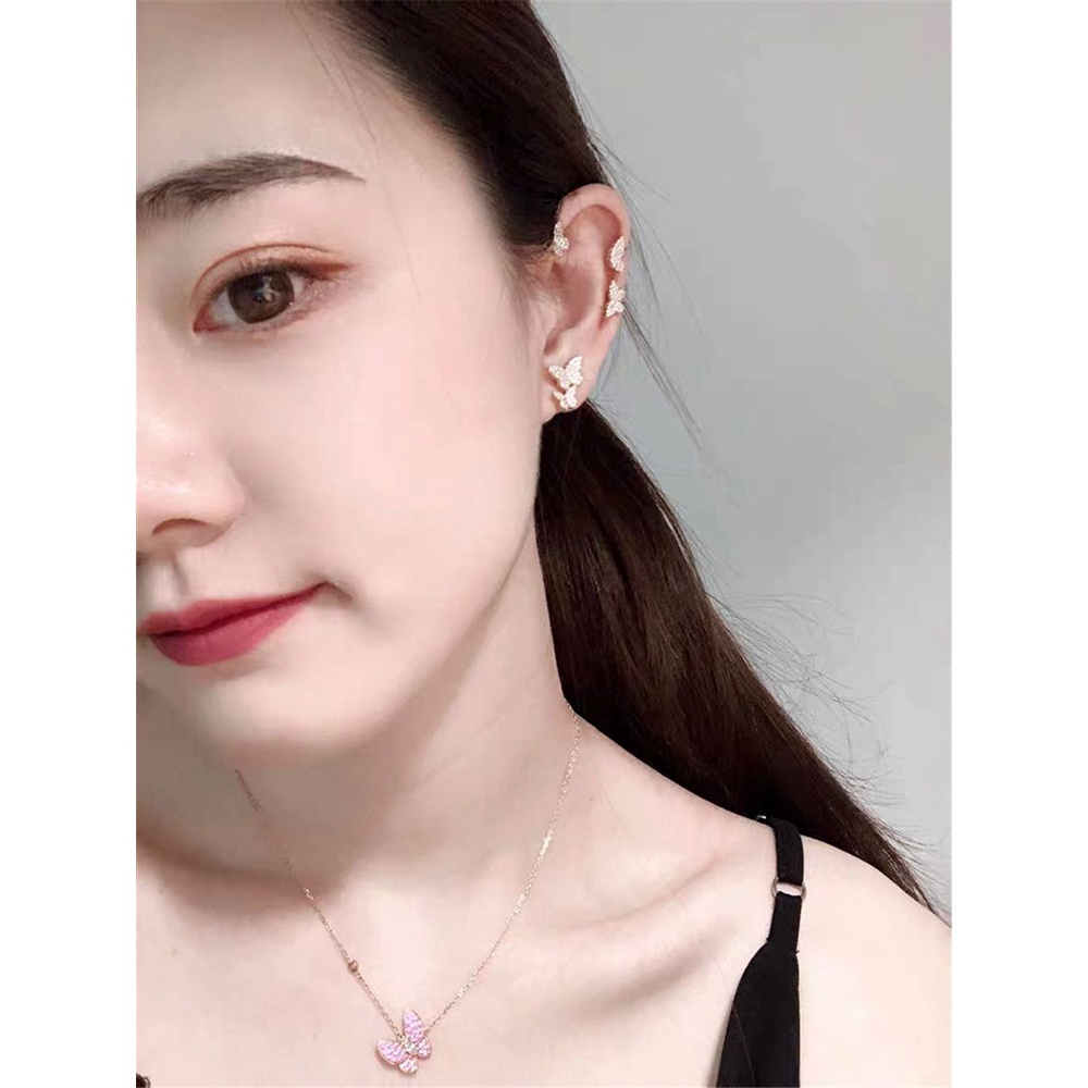 Khuyên Vành Tai Hình Bướm Đính Đá Zircon Thời Trang Phong Cách Hàn Quốc Dành Cho Nữ