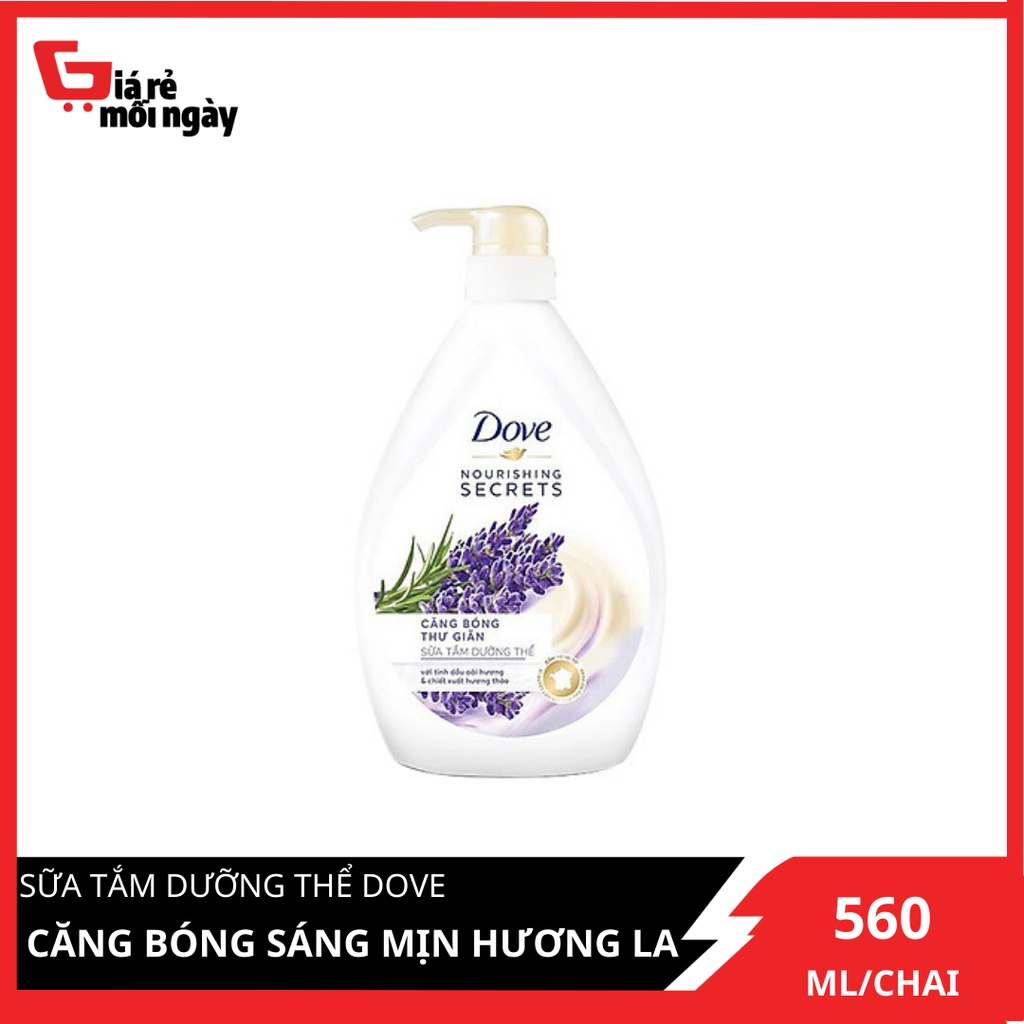 Sữa tắm dưỡng thể Dove Căng bóng thư giãn Lavender (Tím) 530g