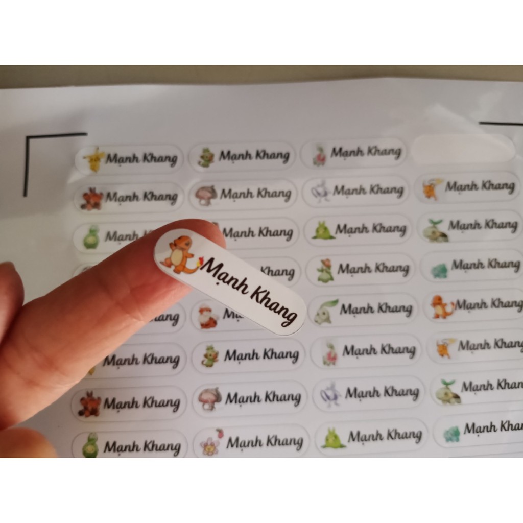 Sticker dán tên bé theo yêu cầu kích thước 1x3.5cm