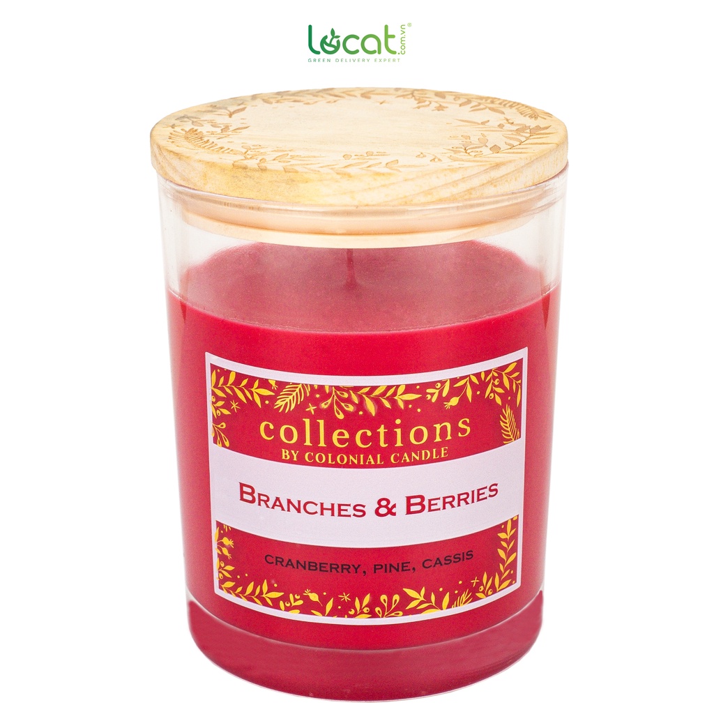 Nến Thơm Holiday Branches & Berries LỌ CÁT 1000g, nến decor trang trí giáng sinh cao cấp