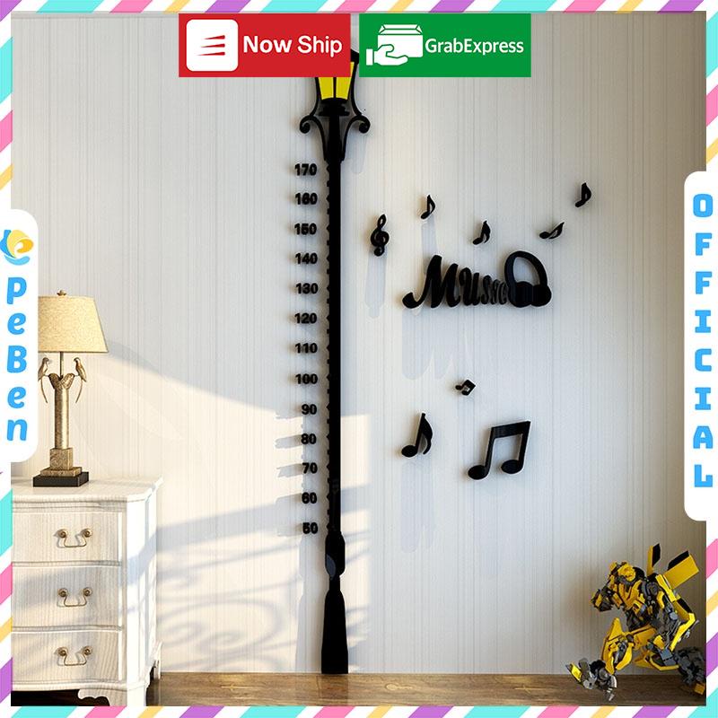 Thước đo chiều cao cho bé Cột Đèn Nốt Nhạc Tranh dán tường mica 3d decor Nhiều Size - EPeBen