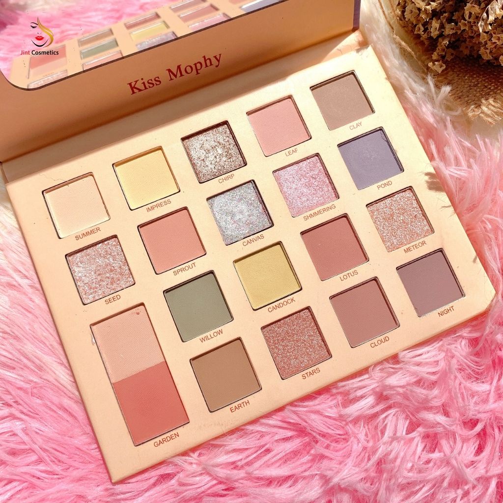 Bảng phấn mắt KISS MOPHY 20 ô tông ấm và nhũ lấp lánh - bảng phấn mắt JINT