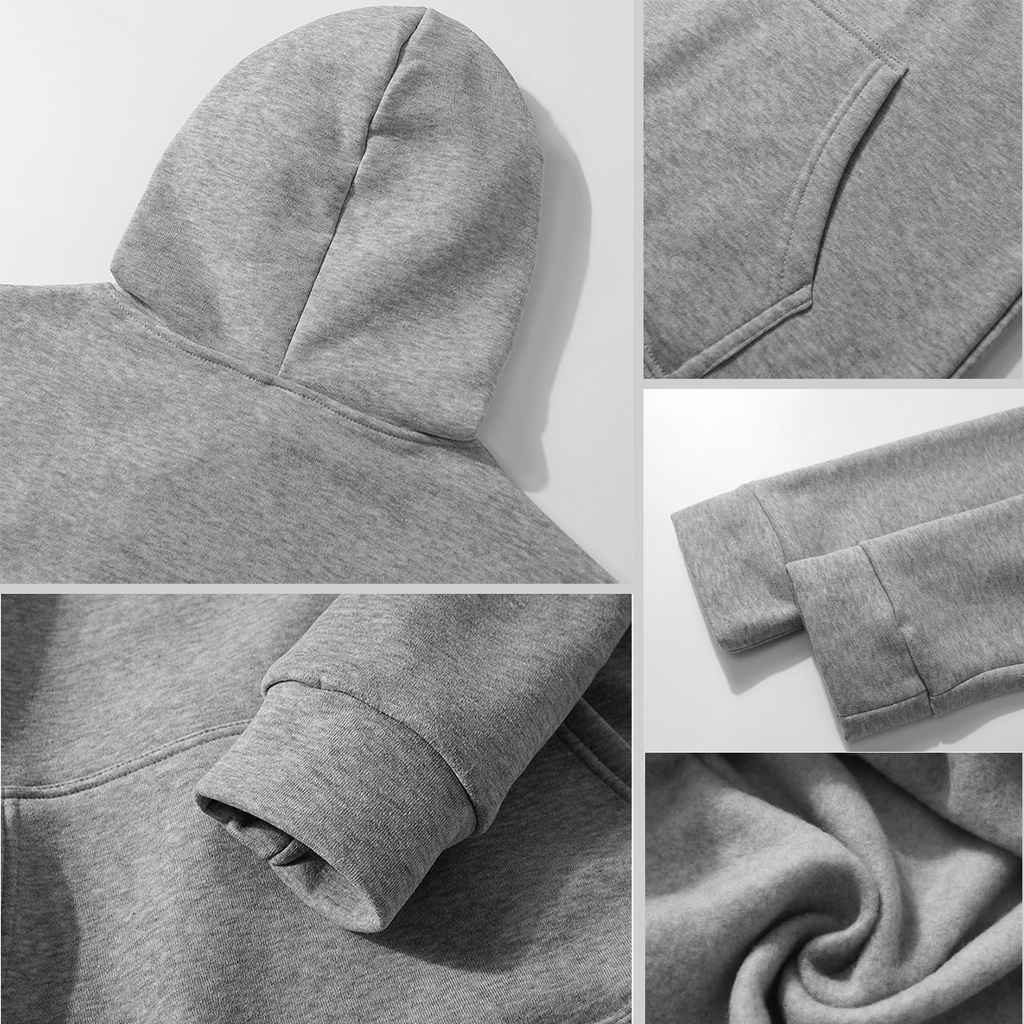 Hoodie nam nữ unisex phong cách Ulzzang rộng rãi, mẫu áo trơn basic dễ phối đồ, đủ size từ 40-80kg