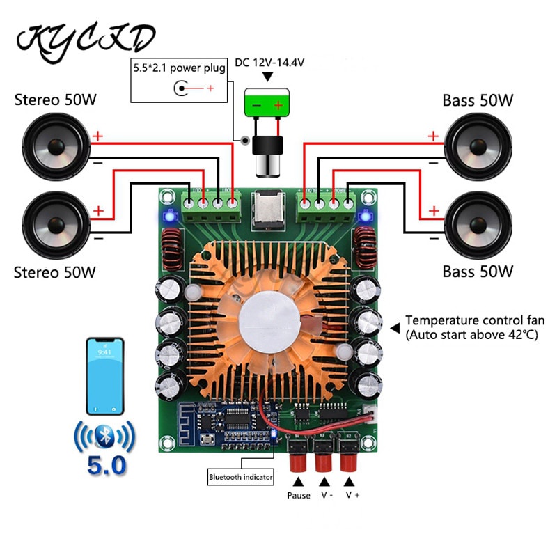Bảng Mạch Khuếch Đại Âm Thanh Kỹ Thuật Số Kết Nối Bluetooth TDA7850 XH-A373 4 * 50W