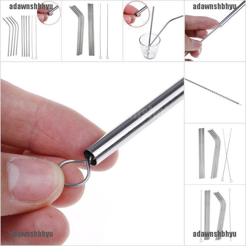 Bộ 4 Ống Hút Bằng Thép Không Gỉ Kèm 1 Dụng Cụ Vệ Sinh