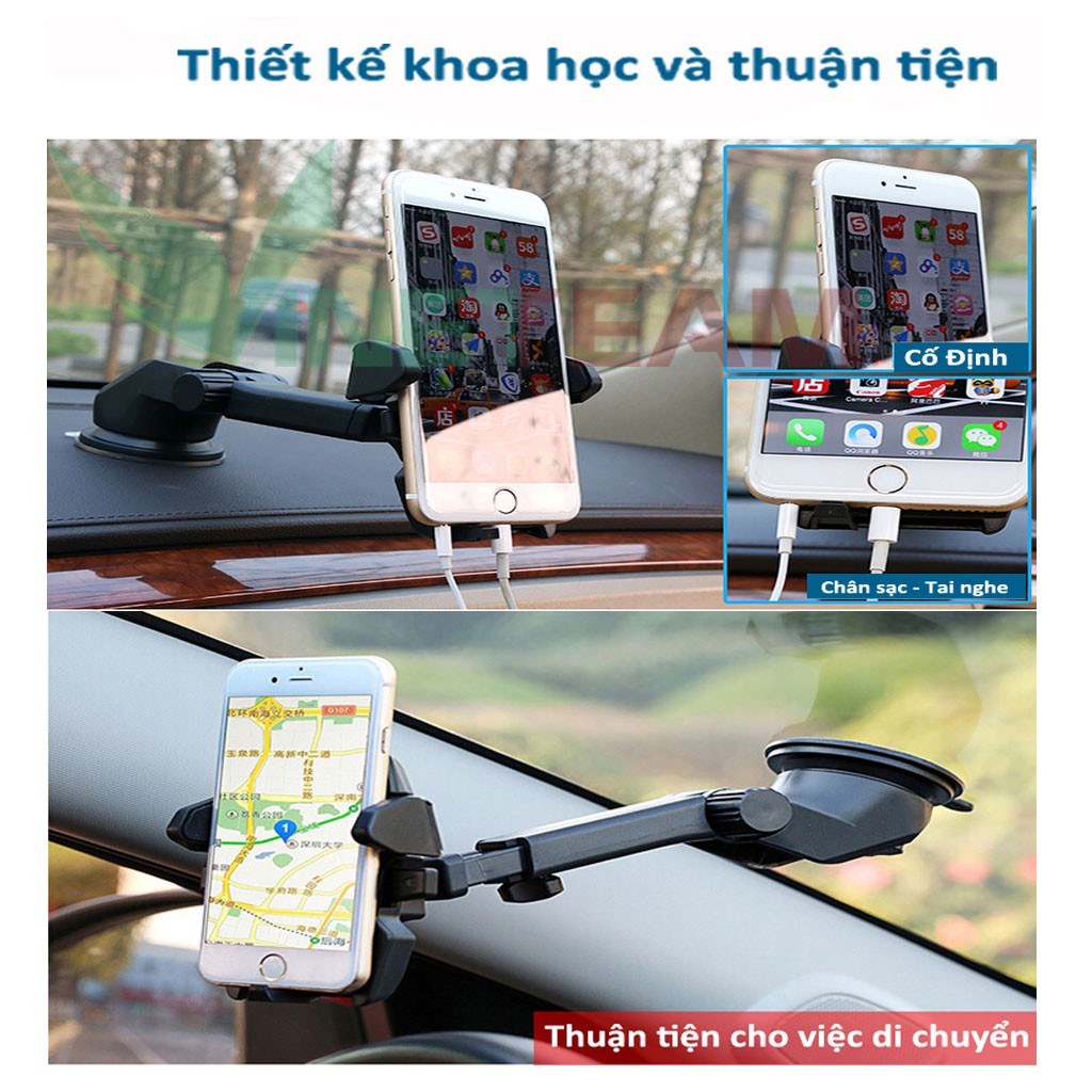 Giá đỡ điện thoại xoay 360 độ cao cấp có đế hít - kẹp điện thoại trên xe ô tô siêu chắc chắn Model SH-3092 -dc4373