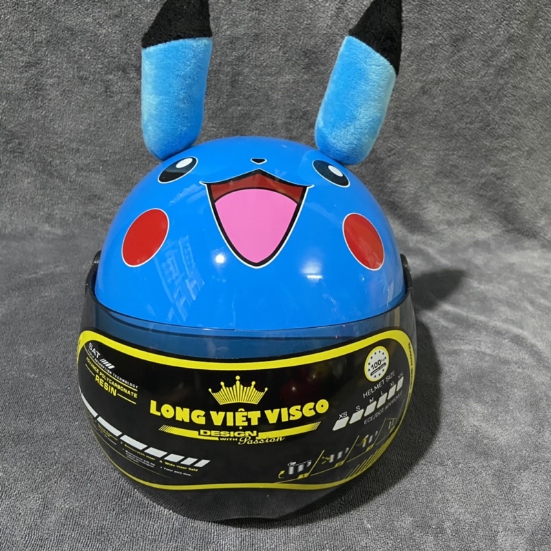 Mũ Nón Bảo Hiểm Trẻ Em  Pikachu Có Kính Cho bé Từ 2-6 Tuổi   | Mũ Nhựa ABS Độ Bền Cao -BH 12 Thángy
