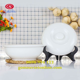 [1.0L] Thố Sứ Trắng - Liễn Cơm Gia Đình, Sứ Cao Cấp Minh Châu Việt Nam