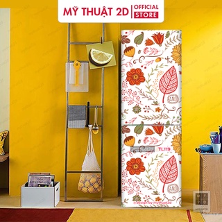 Miếng dán tủ lạnh chống thấm hoa văn lá Mùa Thu the and - mã TL119