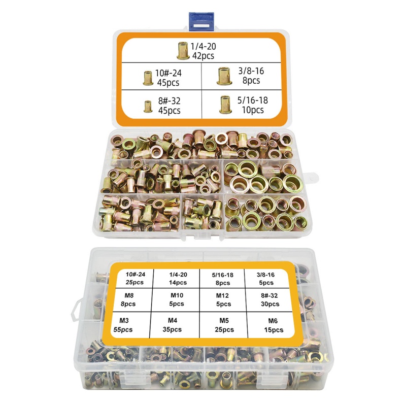 Set 150 / 230 Đai Ốc Đầu Phẳng Kèm Hộp 830 Phụ Kiện Chuyên Dụng#-32 10#Đinh Tán Chất Lượng Cao 24 1 / 4-20 5 / 16-18 3 / 8-16