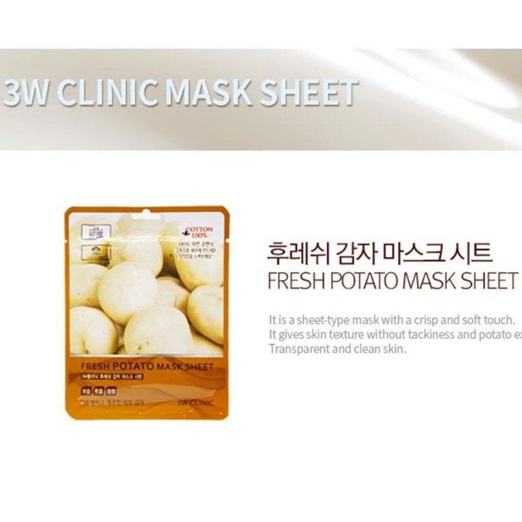 Mặt Nạ 3W CLINIC Dưỡng Da Sáng Da, Cấp Ẩm FRESH MASK SHEET 23ml