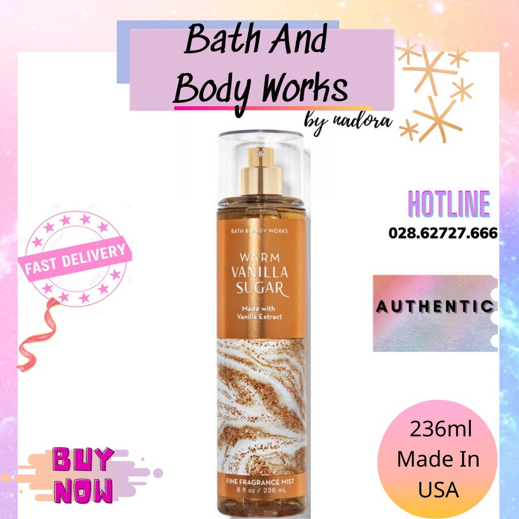 (Fullsize) Xịt Thơm Warm Vanilla Sugar Bath And Body Works Body Mist