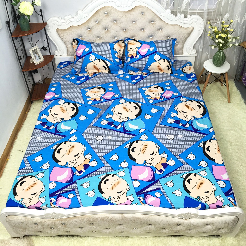 Bộ Ga Gối Cotton Poly Mẫu CU SHIN Cho Bé Trai Tinh Nghịch Hồn Nhiên