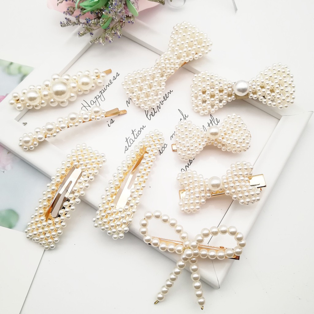 1C Kẹp tóc mái đính hạt hàn quốc người lớn