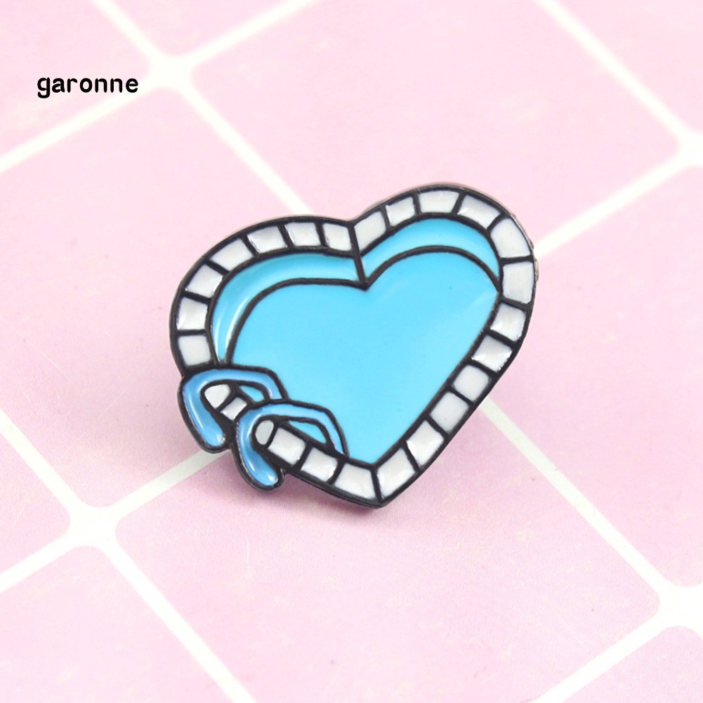 GA_Cartoon Enamel Love Heart Swimming Pool Badge Collar Lapel Brooch Pin Jewelry