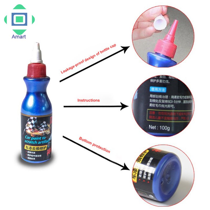 AM Car Body Scratch Remover Repair Pen + Soft Sponge + Towel Automotive Waxing Polishing Tool