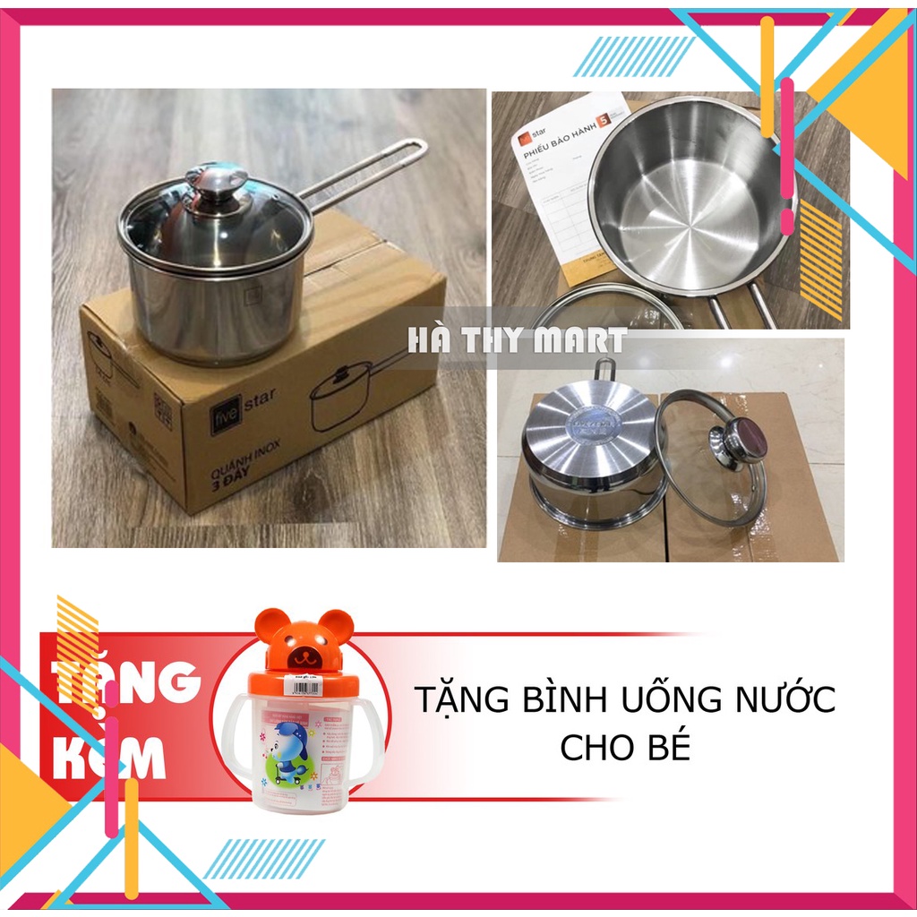 Nồi nấu bột, xoong quánh bột Fivestar inox 3 đáy bếp từ tặng bình nước [Nhiều size]