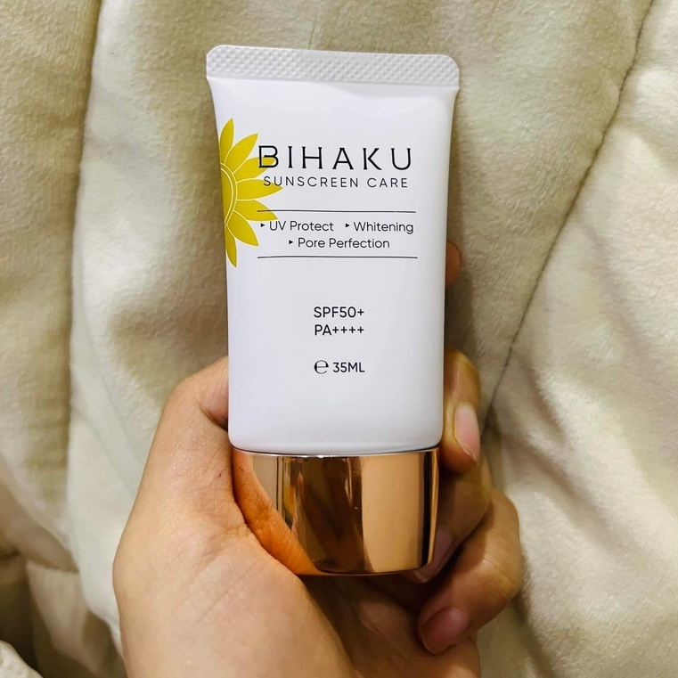 Kem chống nắng cho da nhạy cảm Bihaku Sunscreen Care SPF 50+ PA++++ dưỡng trắng kiềm dầu chống tia UV