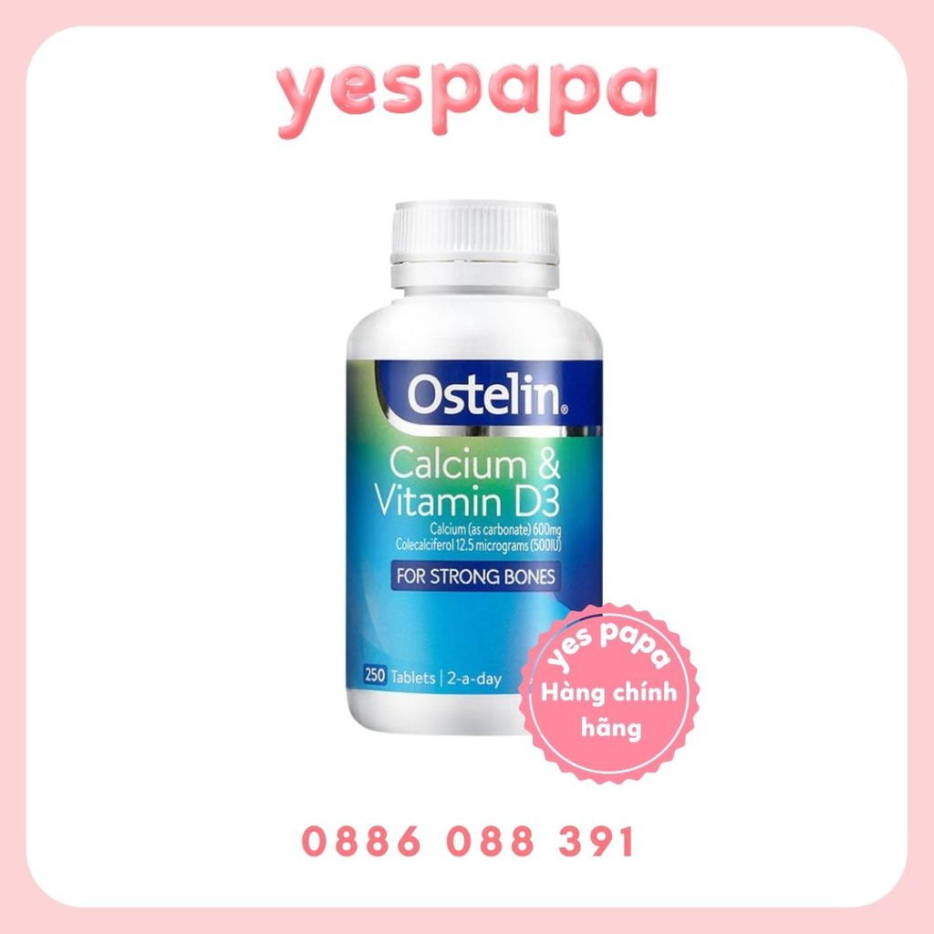 [HÀNG CHÍNH HÃNG] Canxi Ostelin 130v_ Ostelin vitamin D &amp; Calcium: Úc dùng cho bà bầu và và người lớn.