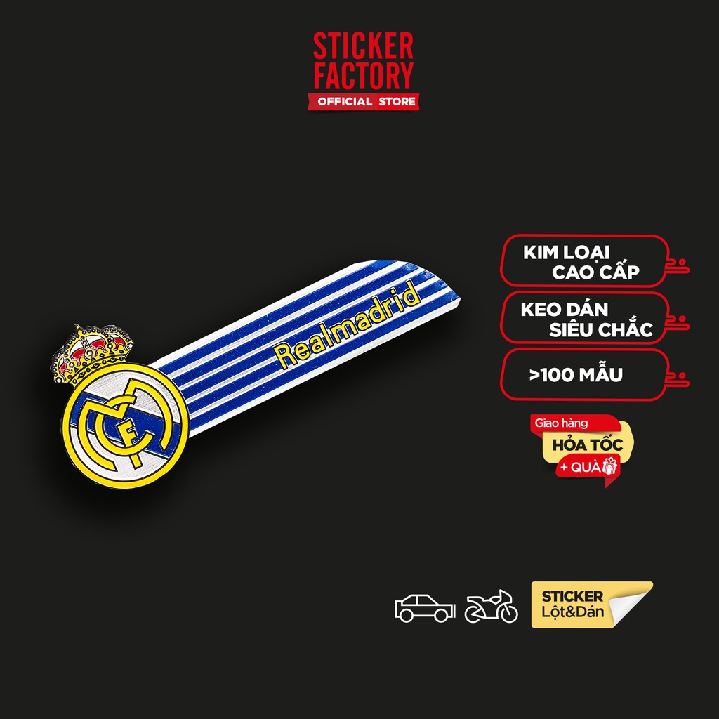 Sticker hình dán metal CLB Bóng đá - Real Madrid