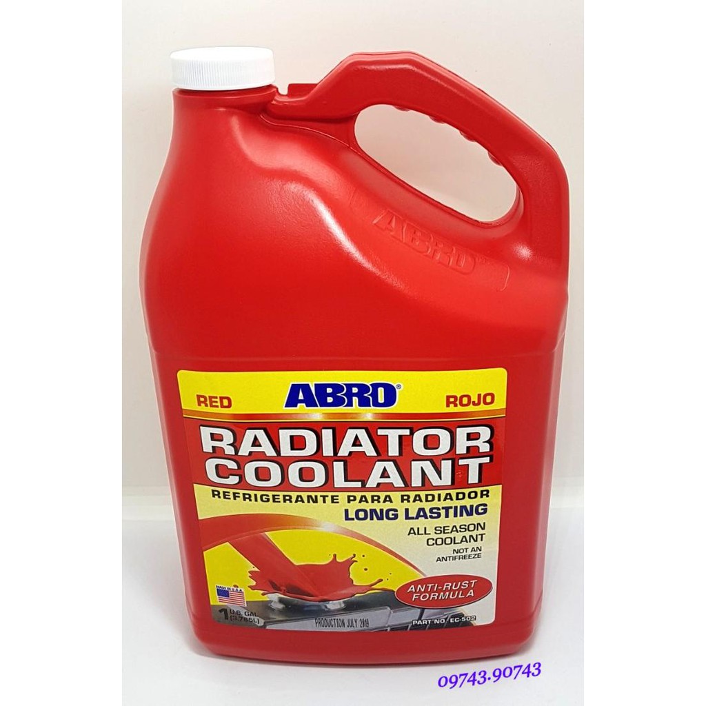 Nước Làm Mát Động Cơ Ô Tô ABRO RADIATOR COOLANT Đỏ 3.78 lít